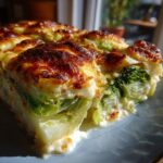Nahaufnahme eines cremigen Stücks Schupfnudel-Wirsing-Gratin mit goldbraun überbackener Käsekruste.